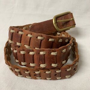 Women's Juniors Brown Leather Accessory Belt {ch}